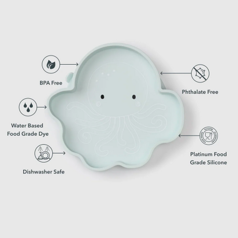 silicone baby plate octopus themed