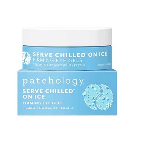 Patchology Serve Chilled on Ice Firming Eye Gels packaging on a white background