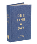 Blue book titled 'One Line a Day' on a white background