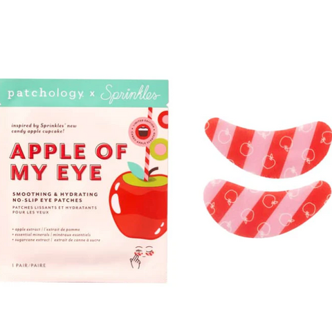 Patchology x Sprinklelab Apple of My Eye eye patches with packaging on a white background