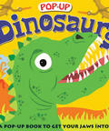 Cover of a pop-up book titled 'Dinosaurs' with a green dinosaur illustration on a yellow background.