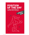 Red card with white text and a black and white illustration of a couple, featuring 'Position of the Day' Oracle Deck.
