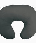 Gray U-shaped travel pillow on a white background