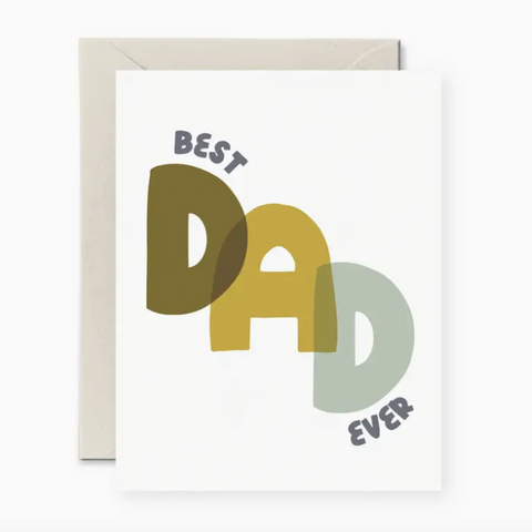 Greeting card with 'Best Dad Ever' text on a white background