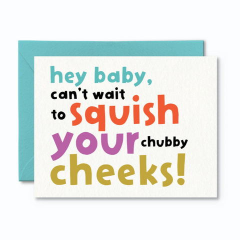 Colorful card with humorous text on a white background
