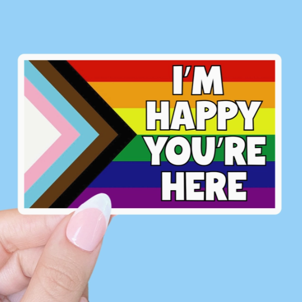 pride and welcoming flag sticker