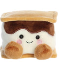 Plush toy resembling a toasted marshmallow with a brown shell on a white background