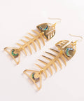 A pair of Medium Salmon Ghost earrings from Copper Canoe Woman in gold mirror acrylic.