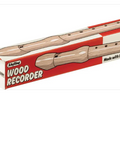 Wood recorder with packaging on a white background