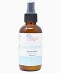Bottle of eucalyptus shower mist on a white background