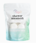 Bag of shower steamers with a brand logo on a white background