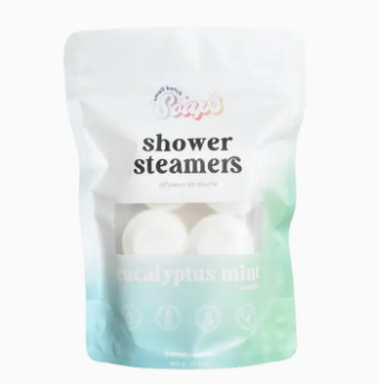 Bag of shower steamers with a brand logo on a white background