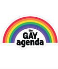 Sticker with rainbow design and 'the GAY agenda' text on a white background