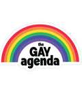 Sticker with rainbow design and 'the GAY agenda' text on a white background