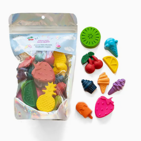 giftable little human children kids homemade clean crayons fruits and oods