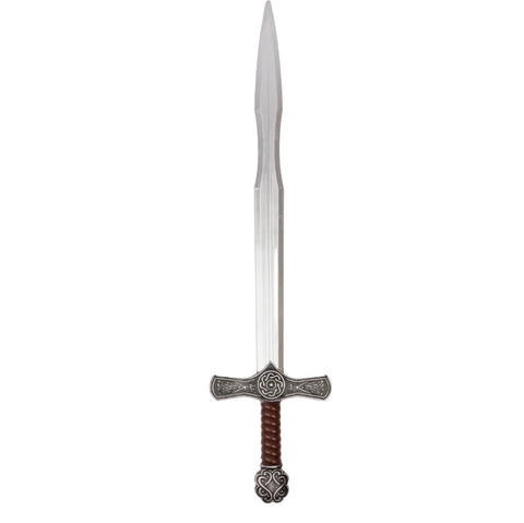 Decorative sword with a detailed hilt on a white background