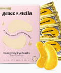 Grace & Stella eye mask packaging with eye masks displayed in front