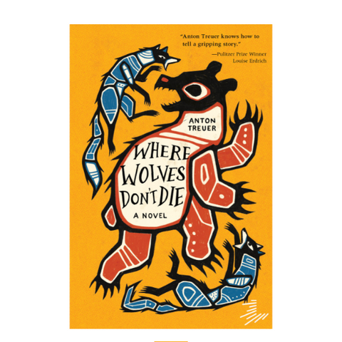 Book cover of 'Where Wolves Don't Die' with a stylized bear design on an orange background