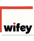 Card with 'wifey' text and red border on a white background