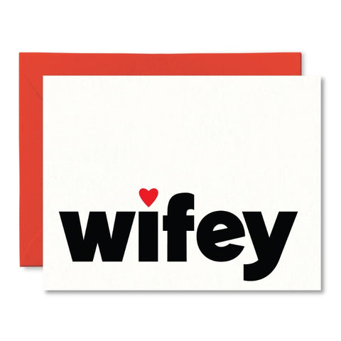 Card with 'wifey' text and red border on a white background