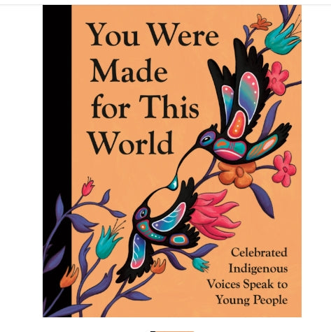 Book cover with colorful birds and flowers on an orange background