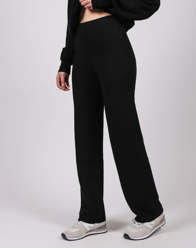 BRUNETTE THE LABEL - RIBBED KNIT PANT | BLACK