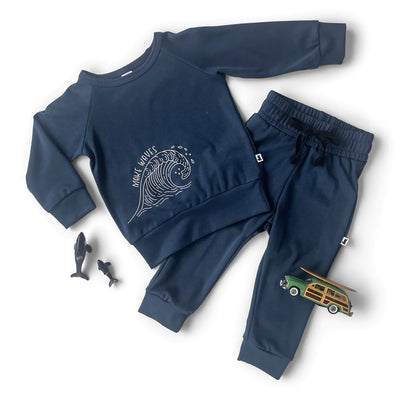 LITTLE & LIVELY -  KIDS/YOUTH 'MAKE WAVES PULLOVER'- NAVY