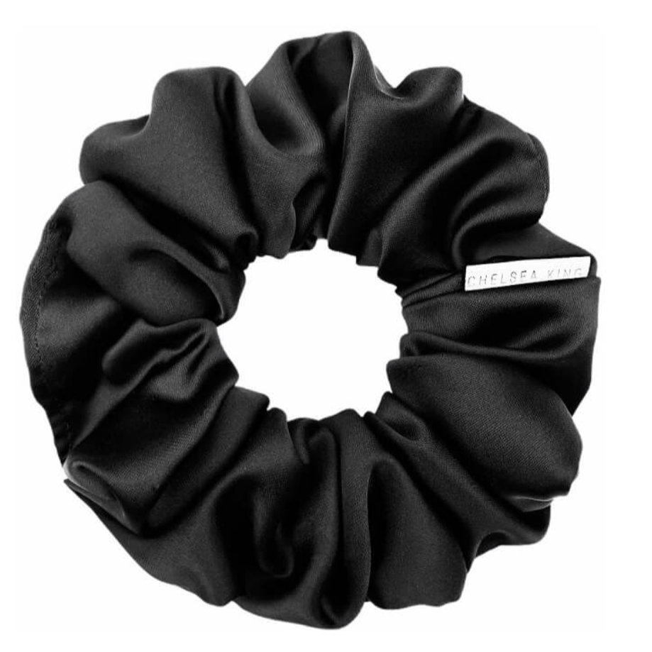 CHELSEA KING - SATIN SLEEP BLACK SCRUNCHIE