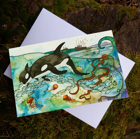 Herring Run With Orcas Artwork Card