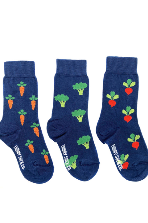 Kids Mismatched Socks | Broccoli, Radish & Carrot Veggies