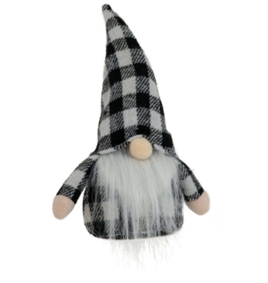 BOSTON INTERNATIONAL- HOLIDAY DECORATION: BENTON B&W PLAID GNOME