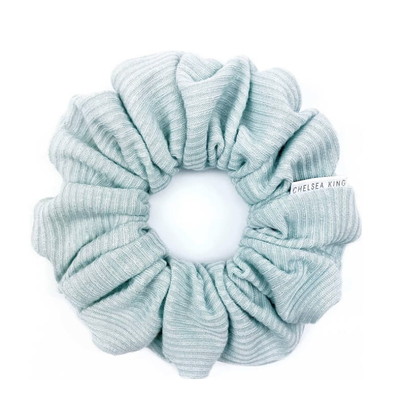 CHELSEA KING - FRENCH RIBBED MINT BLUE SCRUNCHIE