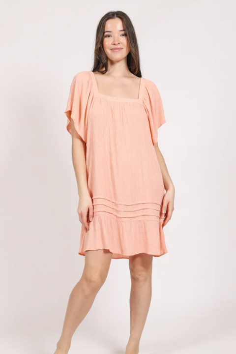 Koy Resort - Miami Sqr Nk S/S Tier Dress - Blush