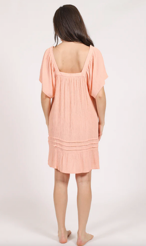 Koy Resort - Miami Sqr Nk S/S Tier Dress - Blush