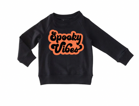 Lola & Taylor -  Crew Neck Raglan Black Sweatshirt | Spooky Vibes