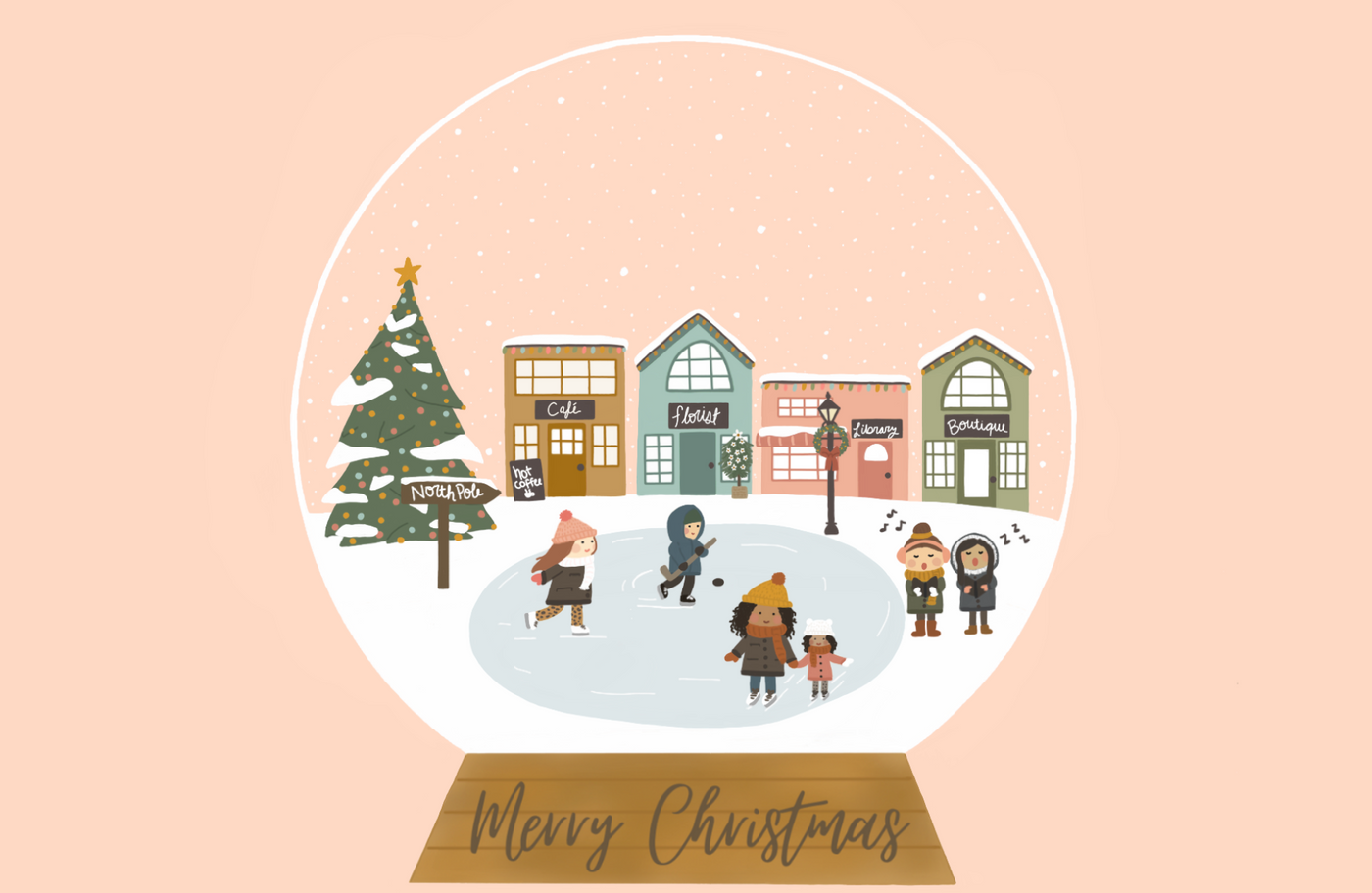 PEACHY LITTLES - SNOWGLOBE CHRISTMAS CARD
