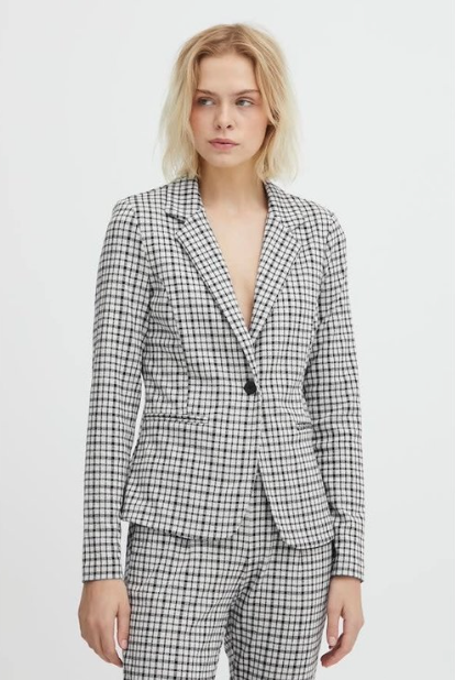 ICHI - IHKATE SMALL CHECK BLAZER | CLOUD DANCER