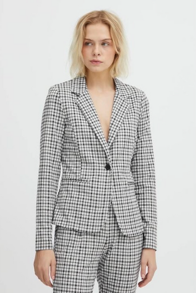 ICHI - IHKATE SMALL CHECK BLAZER | CLOUD DANCER