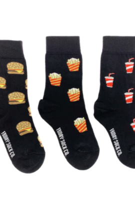 Kids Mismatched Socks | Burger & Fries Socks