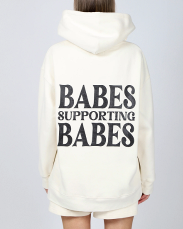 BRUNETTE THE LABEL - BIG SISTER HOODIE - BABES SUPPORTING BABES - ALMOND MILK