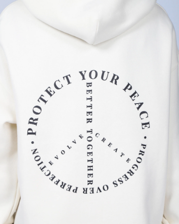 BRUNETTE THE LABEL - BIG SISTER HOODIE - PROTECT YOUR PEACE - ALMOND MILK