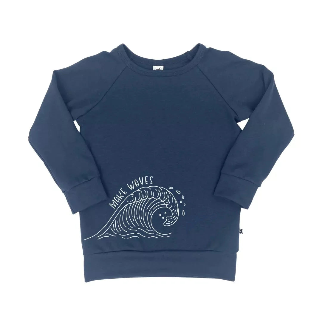 LITTLE & LIVELY -  KIDS/YOUTH 'MAKE WAVES PULLOVER'- NAVY