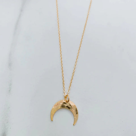 Oh So Lovely - Hammered Crescent Moon Necklace