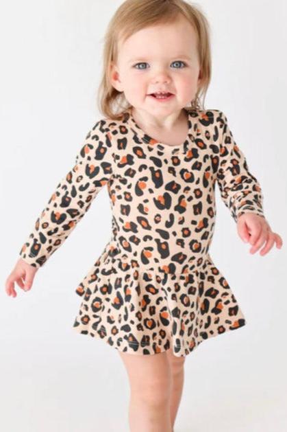 Lola & Taylor - Organic Cotton Ava Long Sleeve Dress | Lounging Leopard