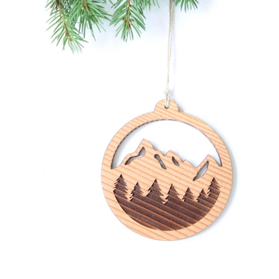 FIRST GROWTH - TREE AND MOUNTAIN ORNAMENT