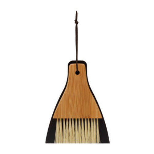 CREATIVE COOP - SET OF 2 BAMBOO BRUSH & METAL DUST PAN W/ LEATHER TIE